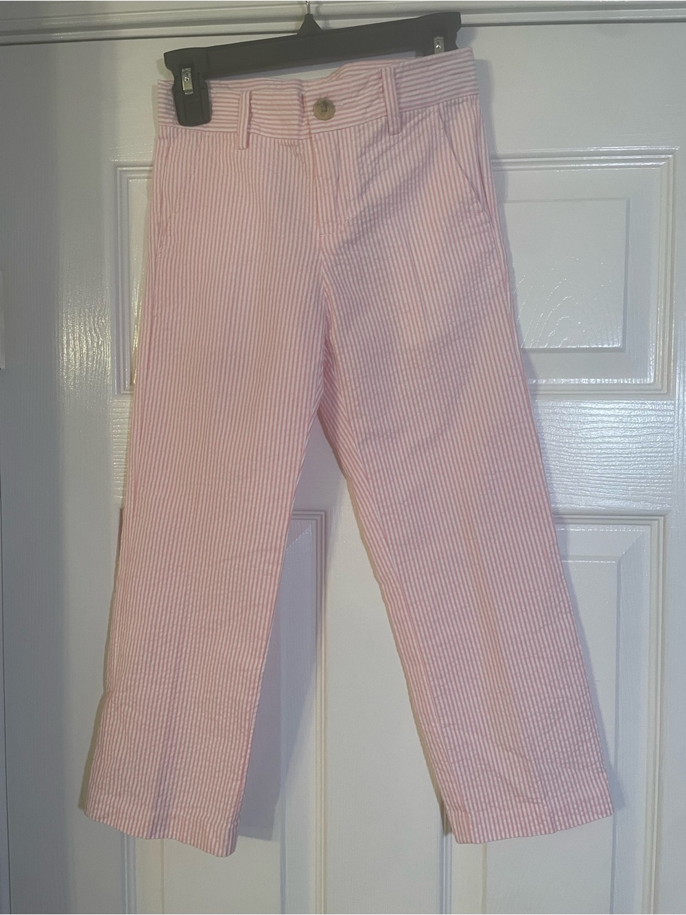 NWT Janie and Jack Pink Stripe Seersucker Dress Pants Boys Size 5 Adjustable